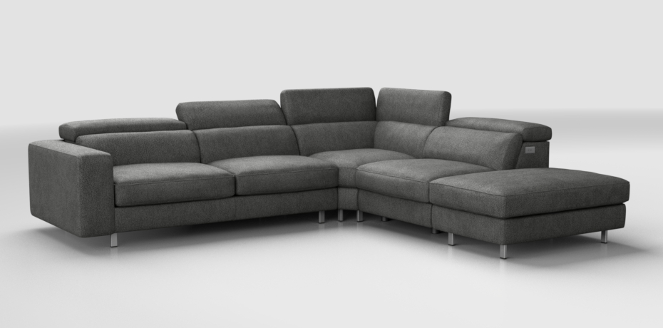 Gazzano - large corner sofa with 1 electric recliner - right peninsula